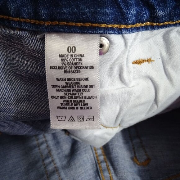 Aeropostale Midi Cut Off Cuffed Denim Jean Shorts Womens Size 00 Blue - Picture 4 of 8